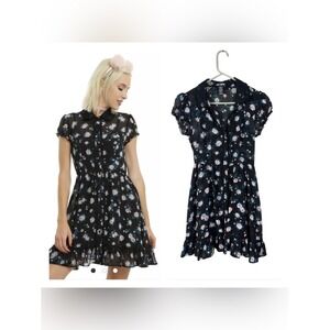 Hot Topic Womens Floral Sheer Chiffon Dress Size Small Whimsigoth Fairy Grunge
